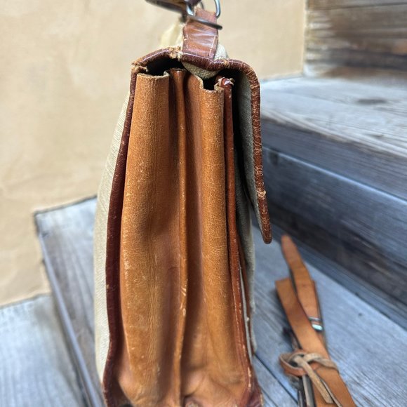 CANVAS AND LEATHER ATTACHE BAG - PRICE LOWERED - Picture 7 of 8